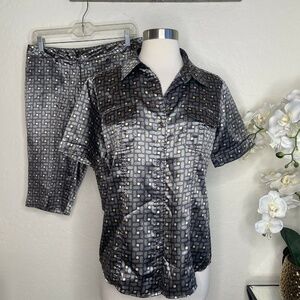 Bugatchi Womens Brown & Gray Shorts Set Size 6/M